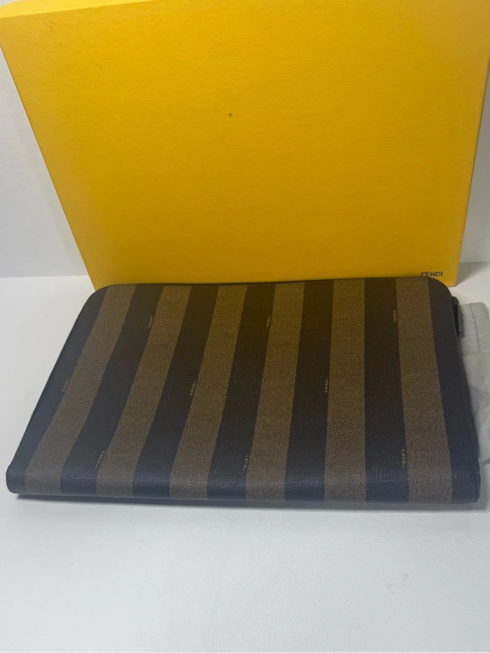 Fendi Pequin Coated Canvas Laptop Case